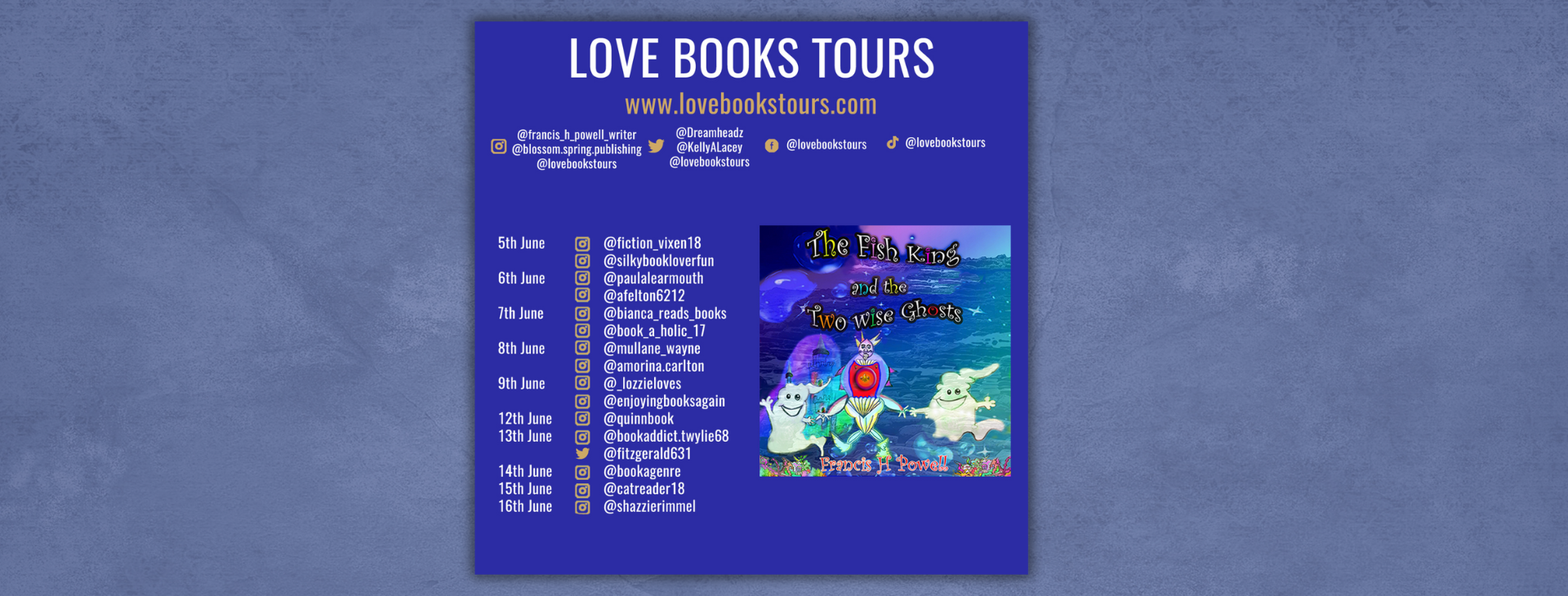 Picture reading Love Book Tours and the dates of book tours